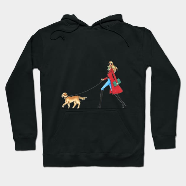 Dog Walking in Style Hoodie by Ji Illustrator